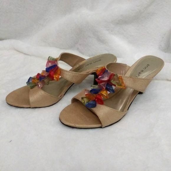 Ann Marino Jeweled Mule Sandals Size 6M - Picture 3 of 6